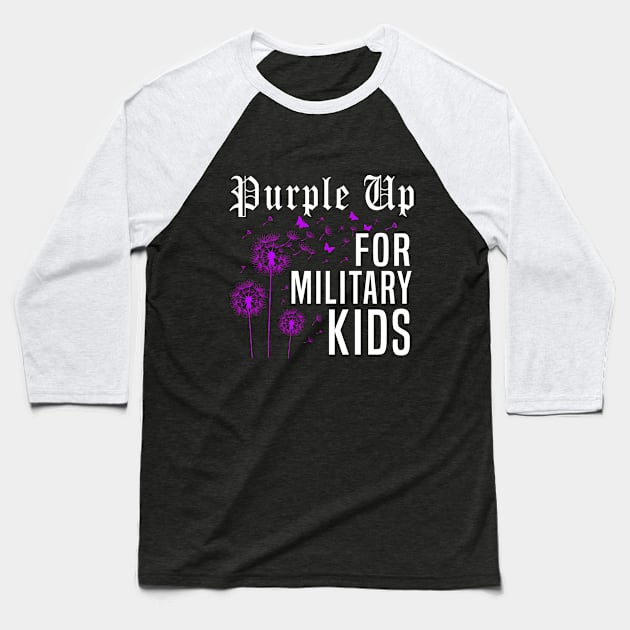 Dandelion Purple Up Military Child Awareness Baseball T-Shirt by UranusArts